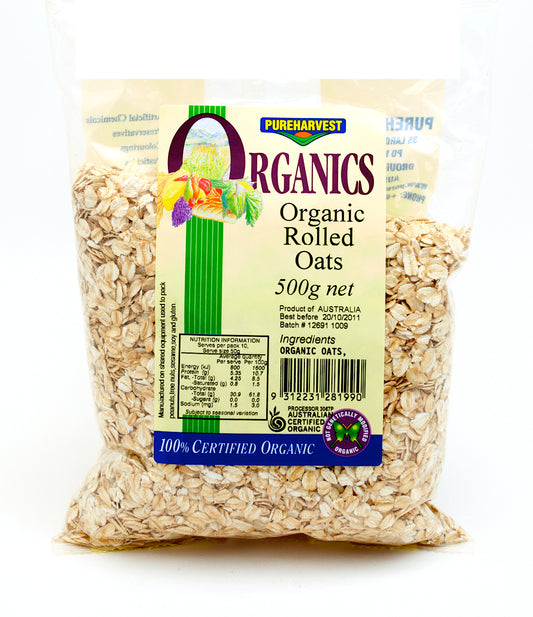 Pure Harvest Organic Rolled Oats  Case= 6x500g