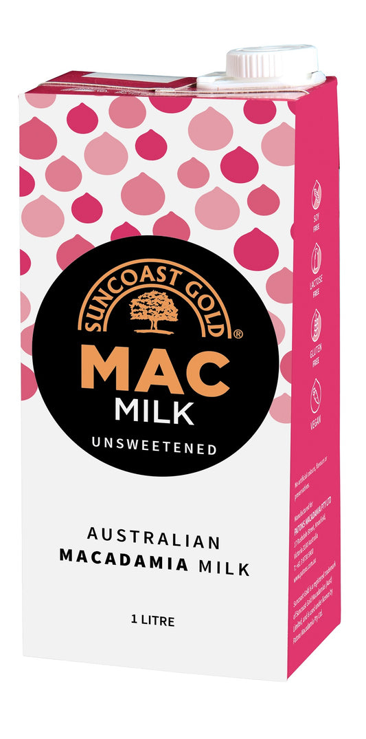 Suncoast Gold Macadamia Milk Unsweetened Case=8 x 1L