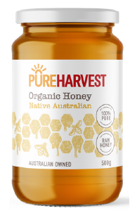 Pure Harvest Organic Raw Honey Case=6x500g