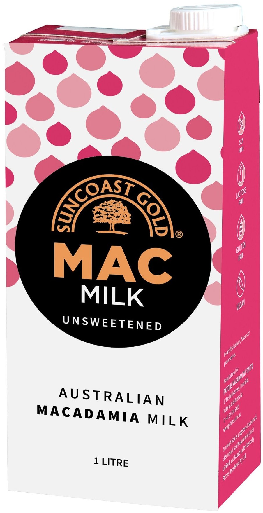 Suncoast Gold Macadamia Milk Unsweetened Case=8 x 1L