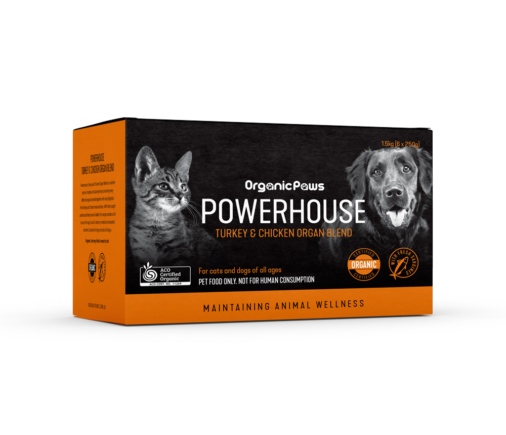 OrganicPaws Powerhouse Turkey & Chicken Organ Blend  Dog/Cat  Food 
SU= 1x1.5kg