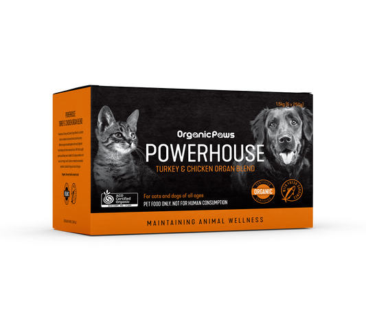 OrganicPaws Powerhouse Turkey & Chicken Organ Blend  Dog/Cat  Food 
SU= 1x1.5kg